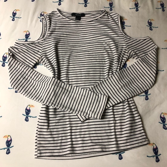 Forever 21 Tops - F21 Stripes Off Shoulder Long Sleeves Shirt